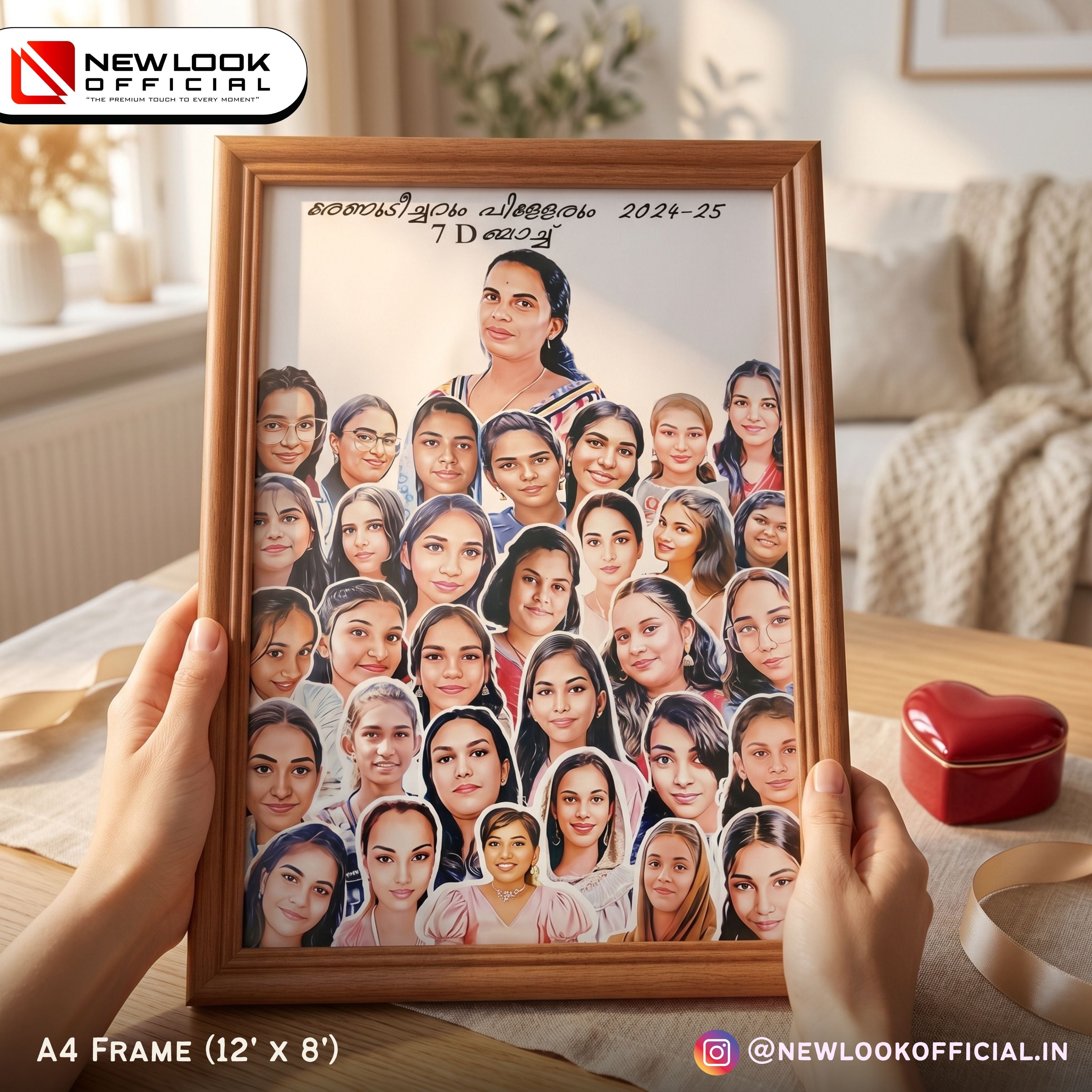 A4 Photo Frame | Glass & Laminated Finish | Wall & Table Display