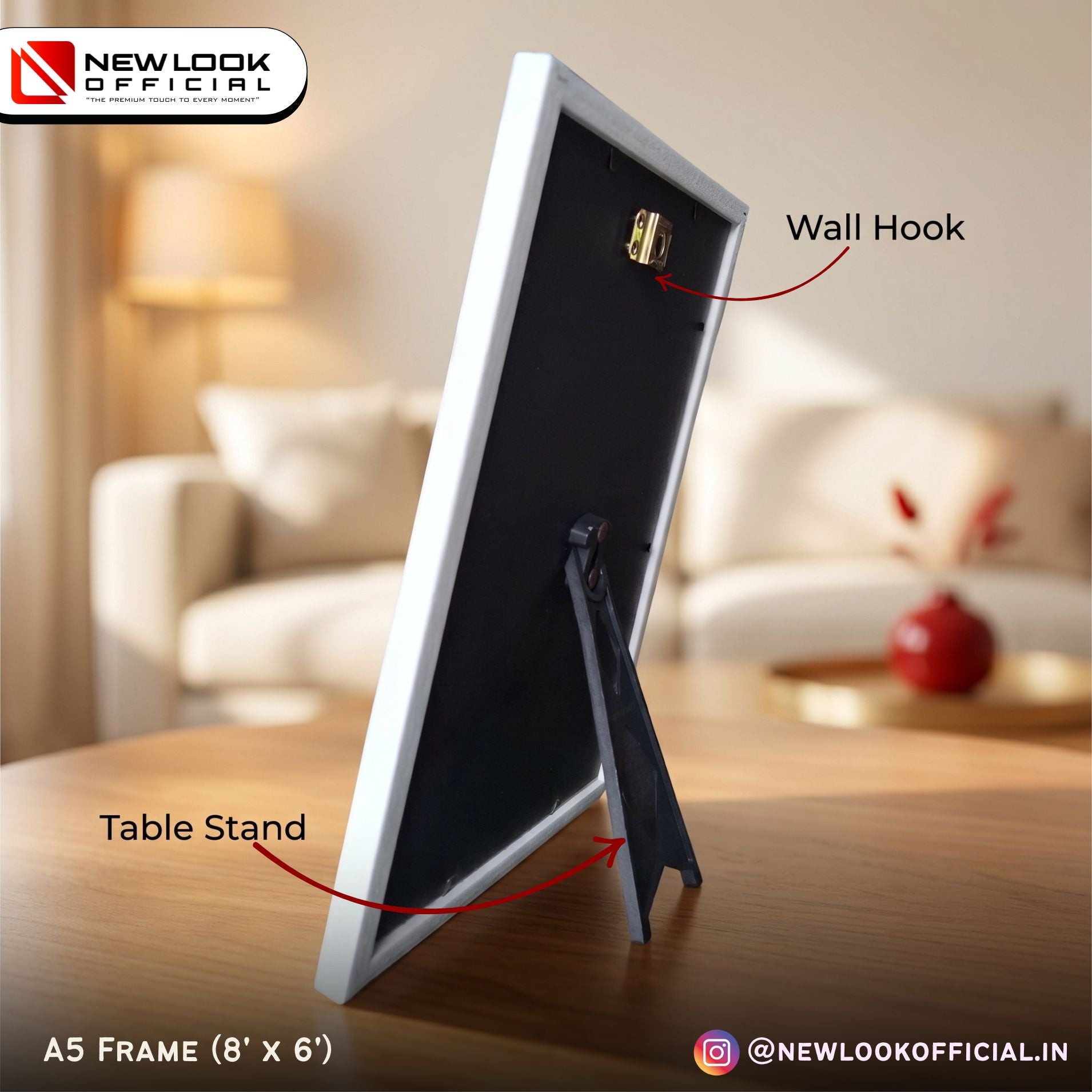 A5 Photo Frame | Glass & Laminated Finish | Wall & Table Display