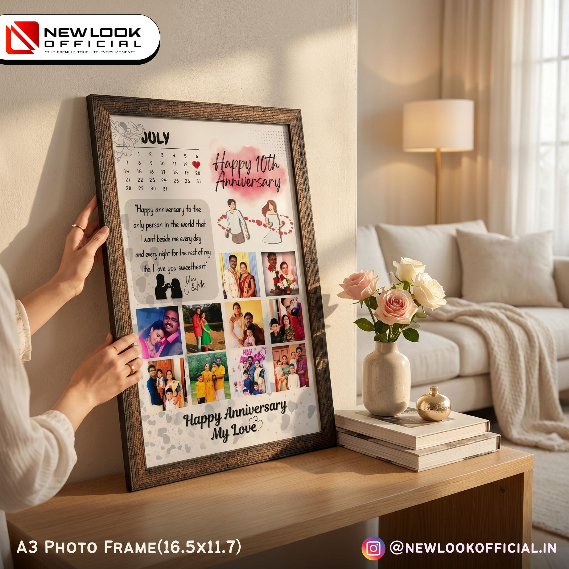 A3 Frame | Glass & Laminated Finish | Wall Display