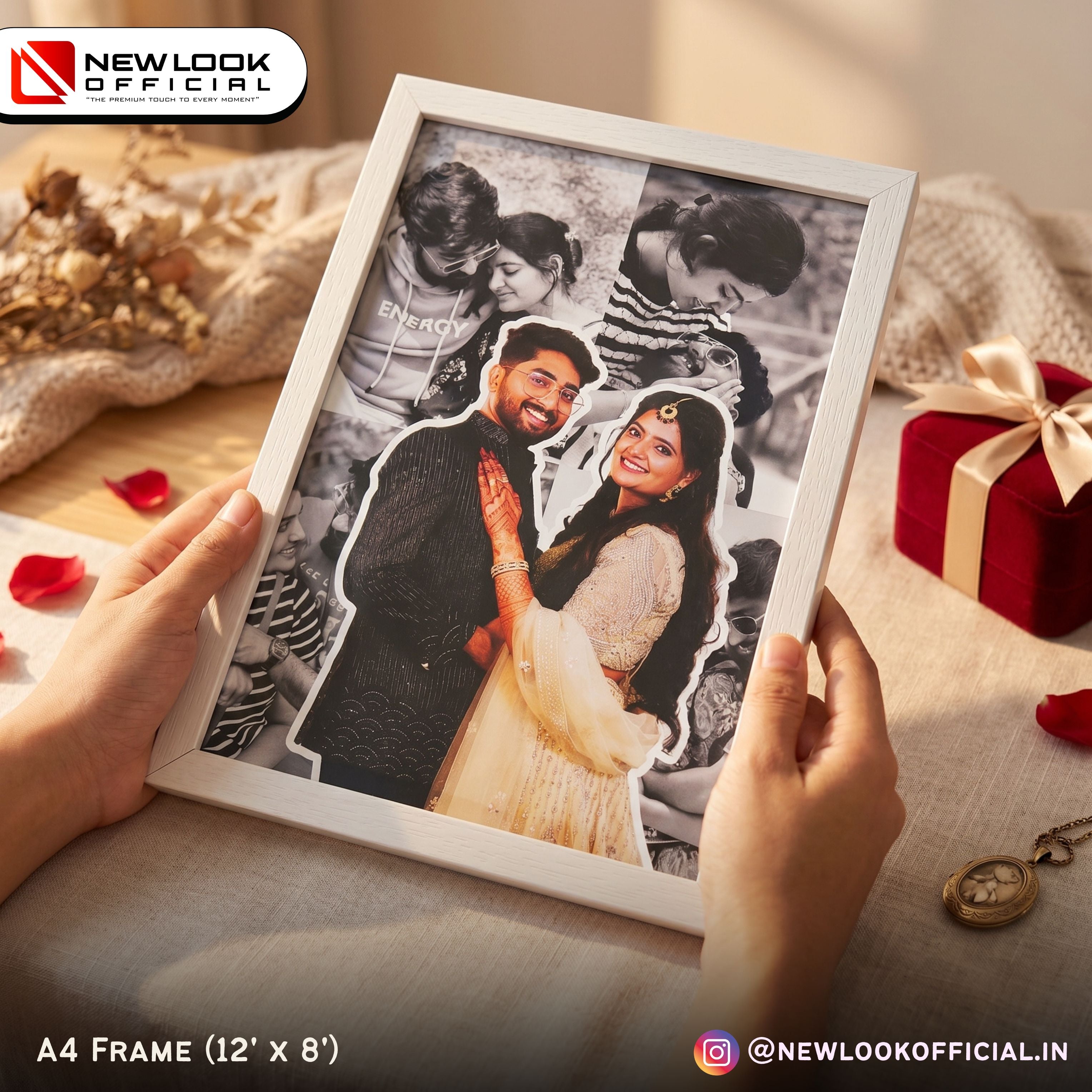 A4 Photo Frame | Glass & Laminated Finish | Wall & Table Display