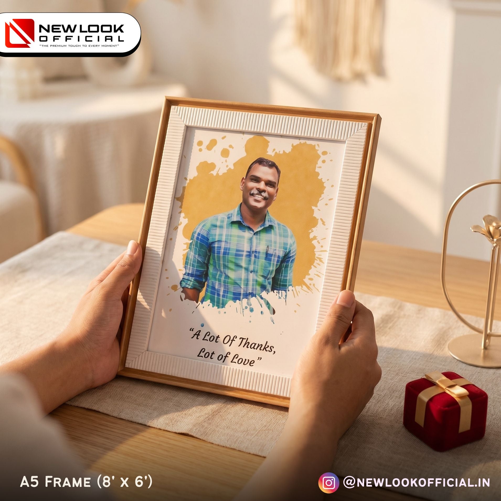 A5 Photo Frame | Glass & Laminated Finish | Wall & Table Display